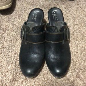 Born black leather mules size 9